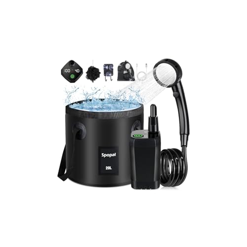 Ducha Portatil Camping, Spopal [Pantalla Temperatura] 6000mAh Recargable Ducha Camper con...