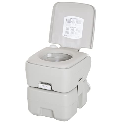 kleankin Inodoro Portátil Químico Baño WC 20L con Tapa para Camping Viaje Ancianos...