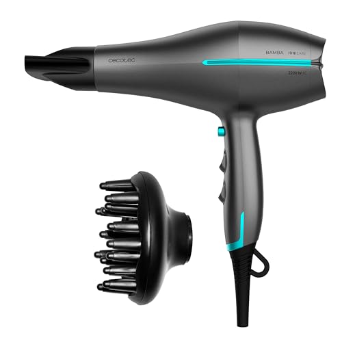 Cecotec Secador de Pelo Iónico Bamba IoniCare 5300 Maxi Aura Black. 2200 W, Motor AC,...