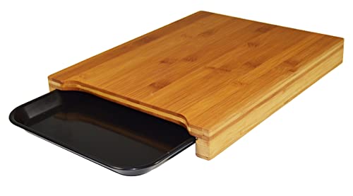 Jocca - Tabla de Cortar de Bambu con Bandeja Extraible para Cocina 36 x 27,5 x 4 cm
