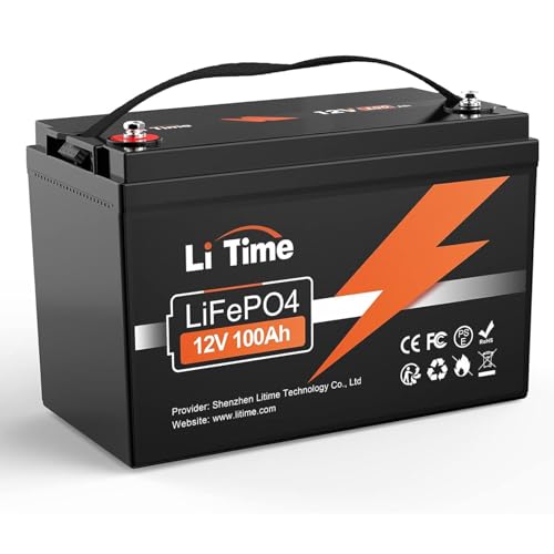 LiTime Bateria Litio 12V 100Ah, Hasta 15000 Ciclos y 10 Años de Vida, Batería Lifepo4...