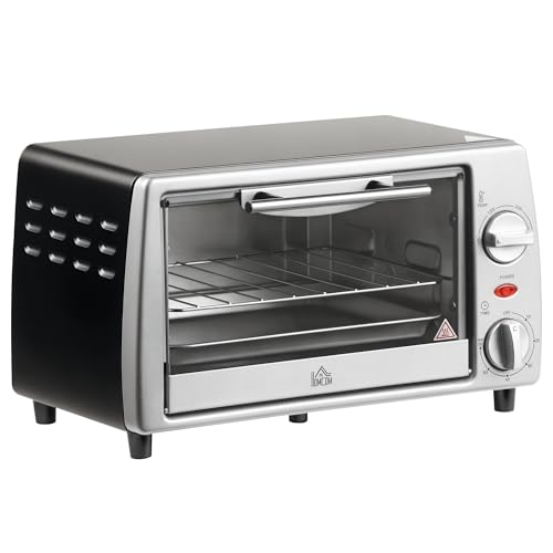 HOMCOM Horno Eléctrico Sobremesa 10 Litros 750W Horno Eléctrico Pequeño con Temperatura...