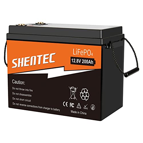 Shentec Lifepo4 12V 200Ah Batería de Litio Baterias Solares con 200A BMS, 200A Corriente...