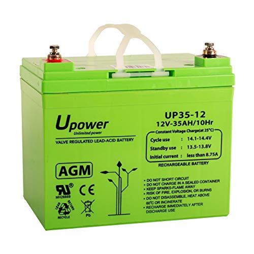 U-Power - Batería Plomo Recargable AGM Sellada 12V 35Ah - Uso General como Alarmas,...