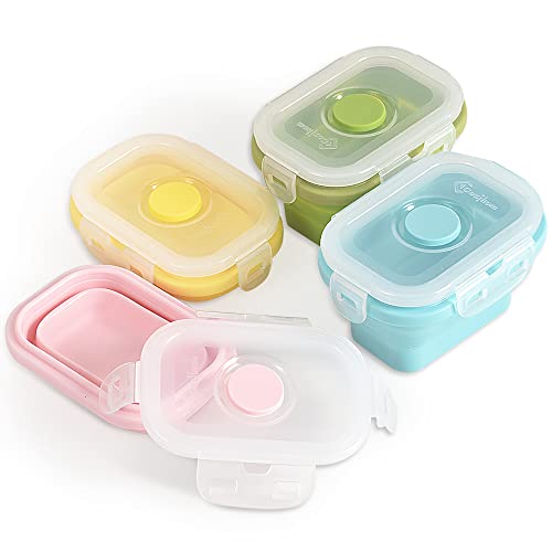 Cozihom Recipiente plegable de silicona para almacenamiento de alimentos tapa con clip,...