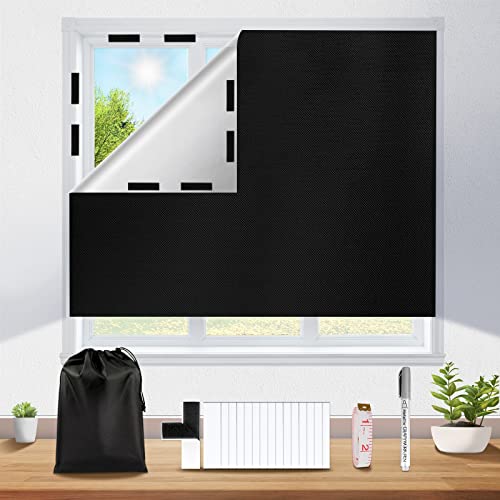 Estores Opacos sin Taladrar, 200x148cm Tela Foscurit Oscurecedora para Ventana Portátil,...