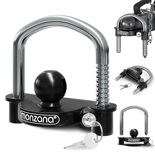 Monzana Candado para Remolque Negro Cerradura de Acero para Enganche Antirrobo Protección...
