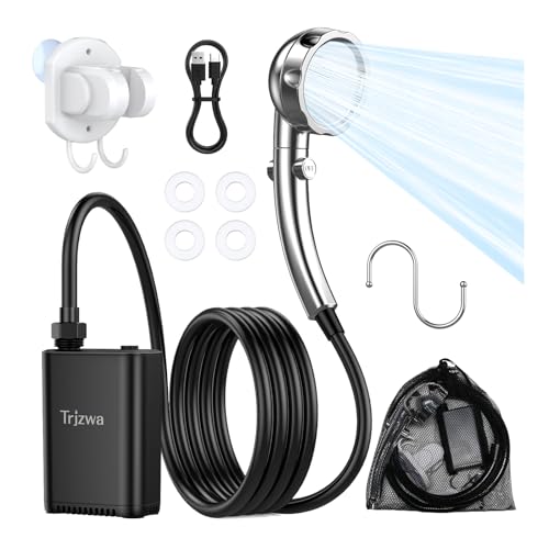 TRJZWA Ducha Portatil Camping, 2600 mAh Rápidamente Recargable Ducha, 5L/min Flujo de...