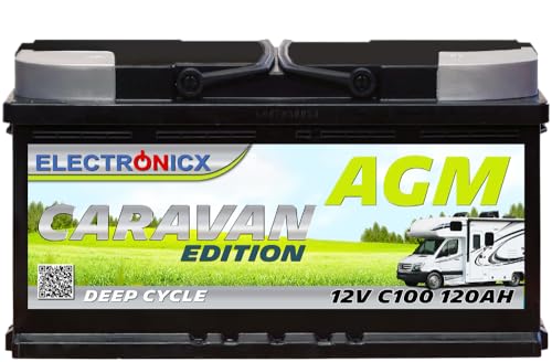 Batería AGM 12v 120Ah Electronicx Caravan Edition batería Solar 12v acumulador 12v...