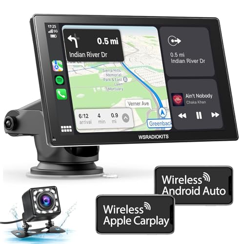 Pantalla Coche, 9' Pantalla Carplay Coche para A-pple y Android con HD Cámara Trasera,...