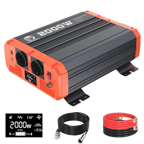 2000W/4000W Inversor 12V 220V-230V Onda Pura Convertidor DC AC Transformador de Voltaje...