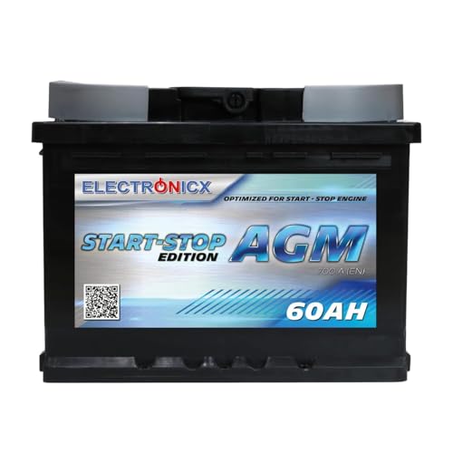Electronix Batería AGM 60Ah 12V 600A – Batería de Gel Ciclo Profundo Sin Mantenimiento...