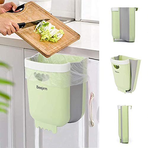 Beejirm Cubo de Basura Plegable para Cocina, Gran Capacidad 14.5L Extraible Basurero, Mini...