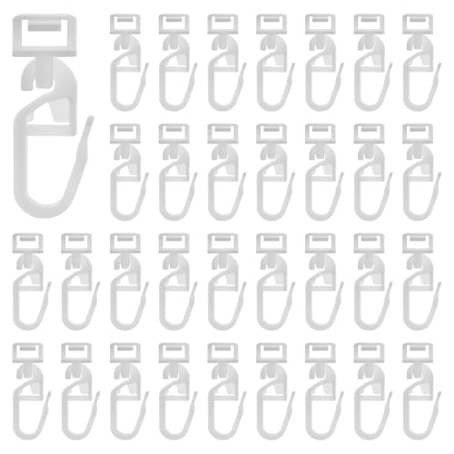 YFPOPONE Ganchos de cortina de 34 mm para rieles, 60 unidades de ganchos de cortina para...