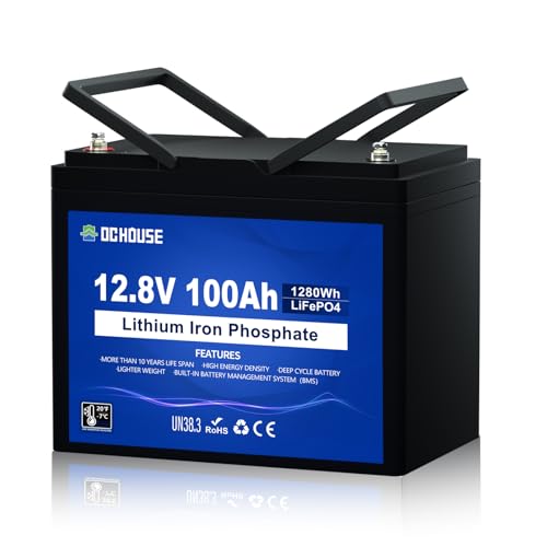Batería de litio DCHOUSE 12V 100Ah, con hasta 15000 ciclos y una potencia máxima de...