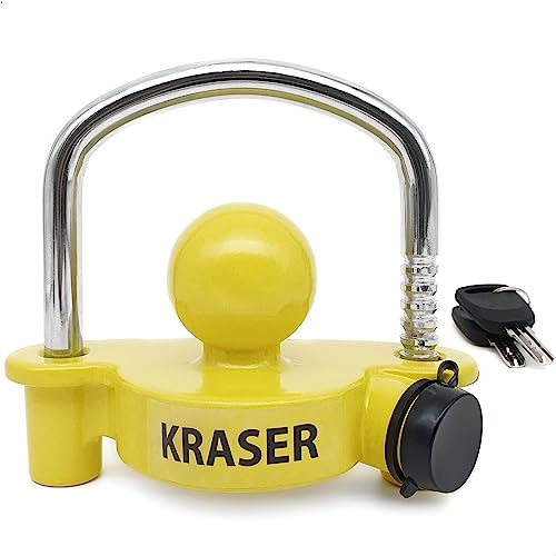 KRASER KR815 Bola Antirrobo Remolque, Candado Enganche con Cerradura Curva Alta Seguridad,...