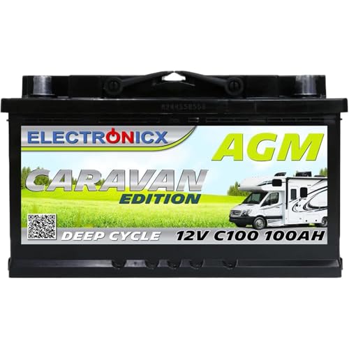 Batería De Ciclo Profundo Agm Electronicx De 12 V Y 100 Ah C100, Edición Caravana - Sin...