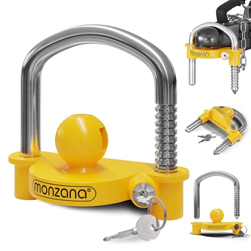 Monzana Candado para Remolque Amarillo Cerradura de Acero para Enganche Antirrobo...