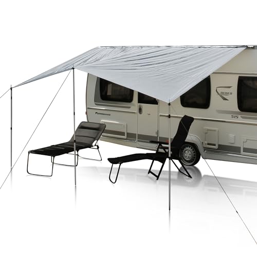 your GEAR Toldo para caravana, 4,5 x 2,4 m, incluye barras de apoyo, resistente al agua,...