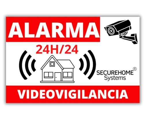 SecureHome Systems - Set de 8 pegatinas disuasorias de robo fondo blanco - Alarma +...