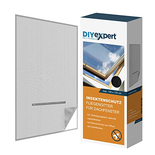 DIYexpert Mosquitera para claraboya, 140 x 170 cm, con cremallera y cinta de velcro, color...