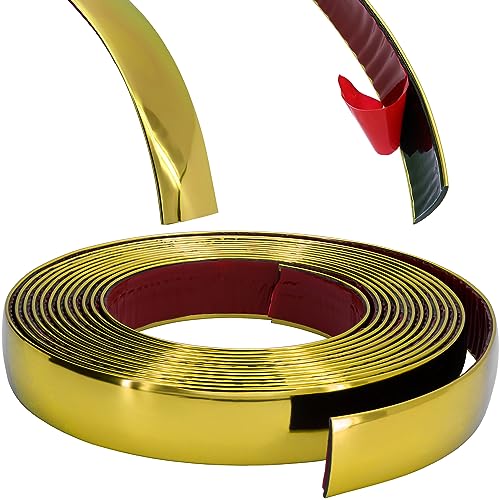 RECAMBO Moldura Dorada, versátil, Flexible y autoadhesiva, 25 mm x 5 m