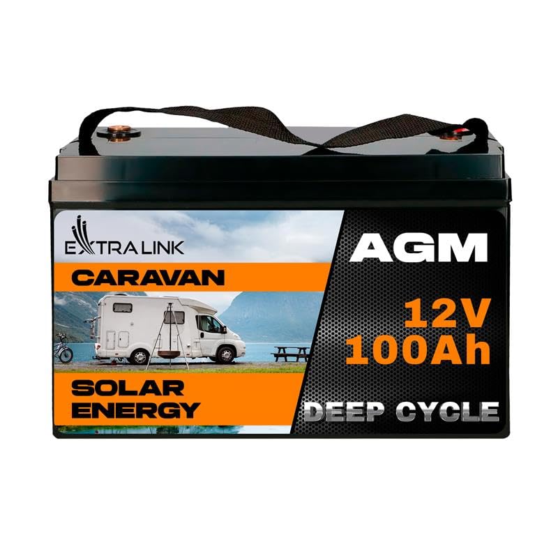 EXTRALINK Batería AGM 12V 100Ah - sin mantenimiento, sellada, de ciclo profundo -...