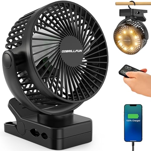 GOBRILLFUN 15,2 cm (6 pulgadas) 12000 mAh Batería para ventilador de clip con mando a...
