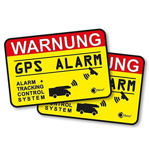 Juego de 2 pegatinas de información GPS Alarma Sistema de Seguimiento I 6 x 4 cm adhesivo...